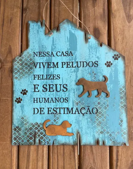 Placa de Porta Cachorro e Seus Humanos