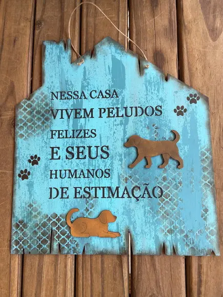Placa de Porta Cachorro e Seus Humanos