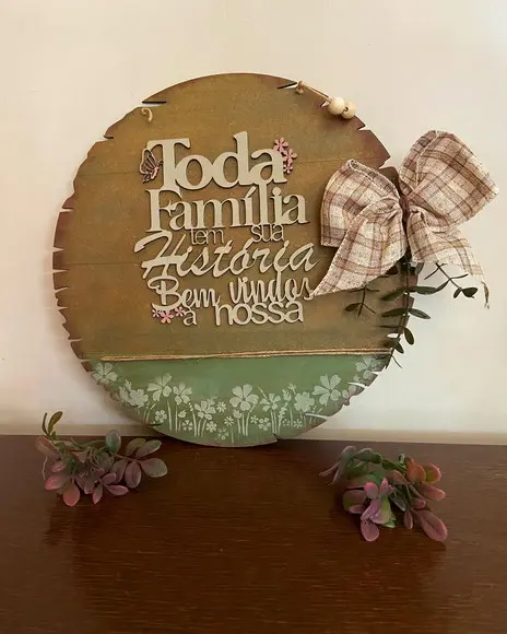 Placa de Porta Família Bem Vindos