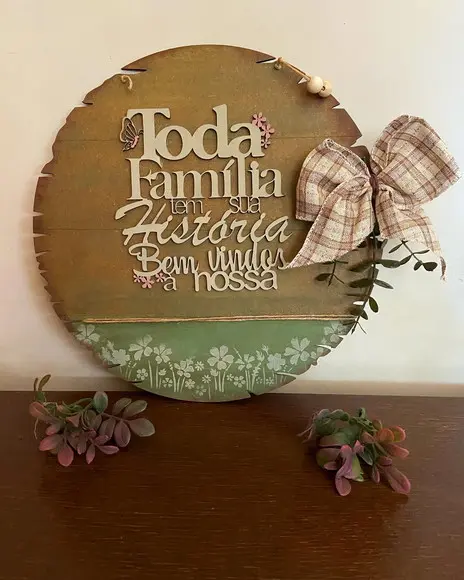 Placa de Porta Família Bem Vindos