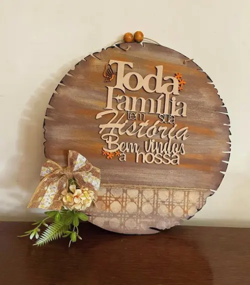 Placa de Porta Família Bem Vindos