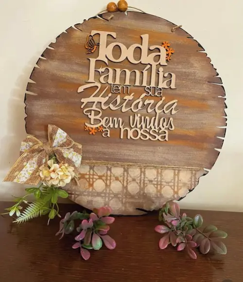 Placa de Porta Família Bem Vindos