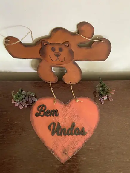 Placa de Porta Gato Bem Vindos