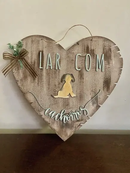 Placa de Porta Pets de Coração