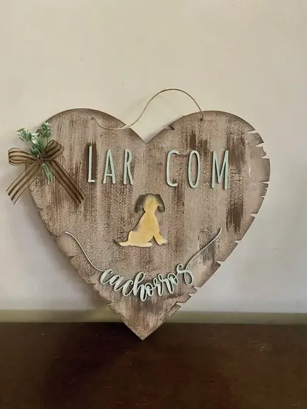 Placa de Porta Pets de Coração