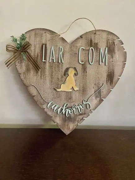 Placa de Porta Pets de Coração