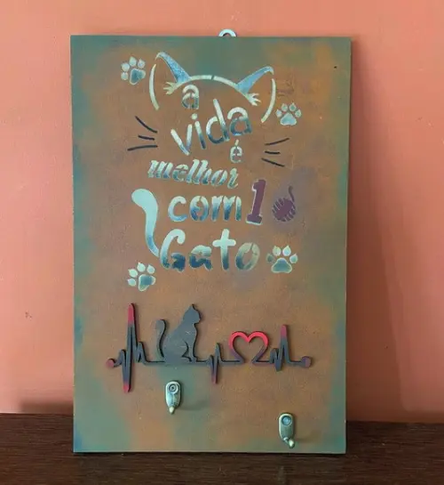 Placa Decorativa Gatos / Chaves