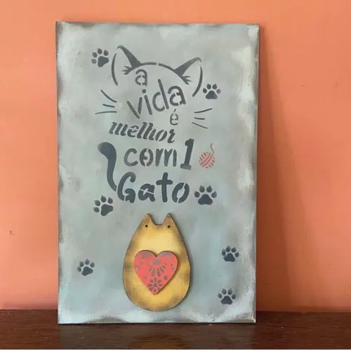 Placa Decorativa Gatos / Chaves