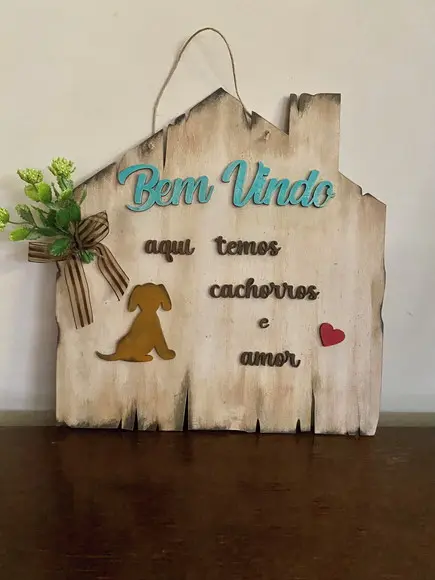 Placa Pets de Porta Bem Vindos 02