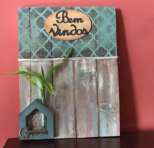 Placa Rústica Bem Vindos