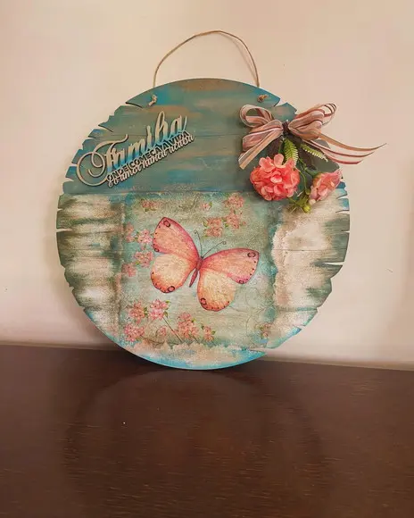 Placa Rústica de Porta Família
