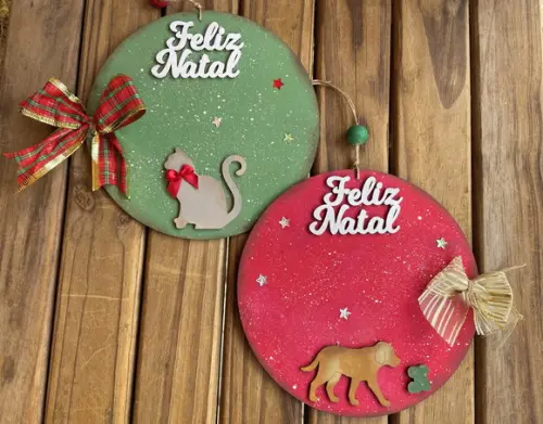 Placas de Natal Gato ou Cachorro
