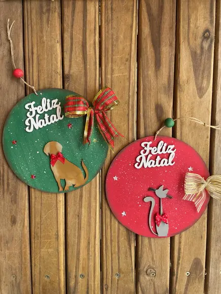 Placas de Natal Gato ou Cachorro