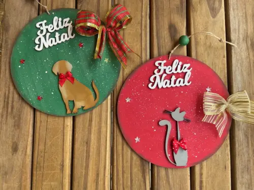 Placas de Natal Gato ou Cachorro