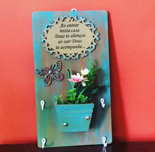 Porta Chaves Frases e Flores