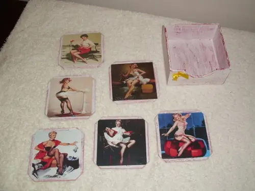 Porta Copos Pin-ups Modelo Chanfrado