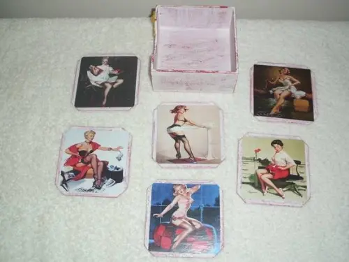 Porta Copos Pin-ups Modelo Chanfrado
