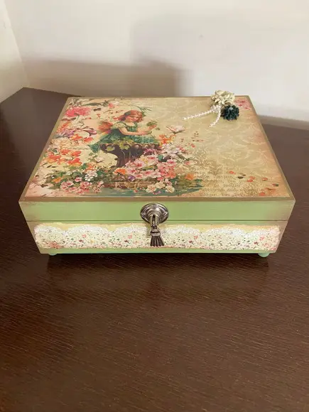 Porta Joias Decorada Floral