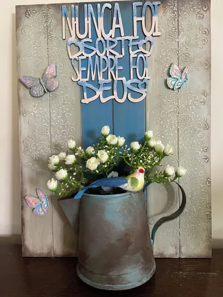 Quadro Rústico Floral Chaleira