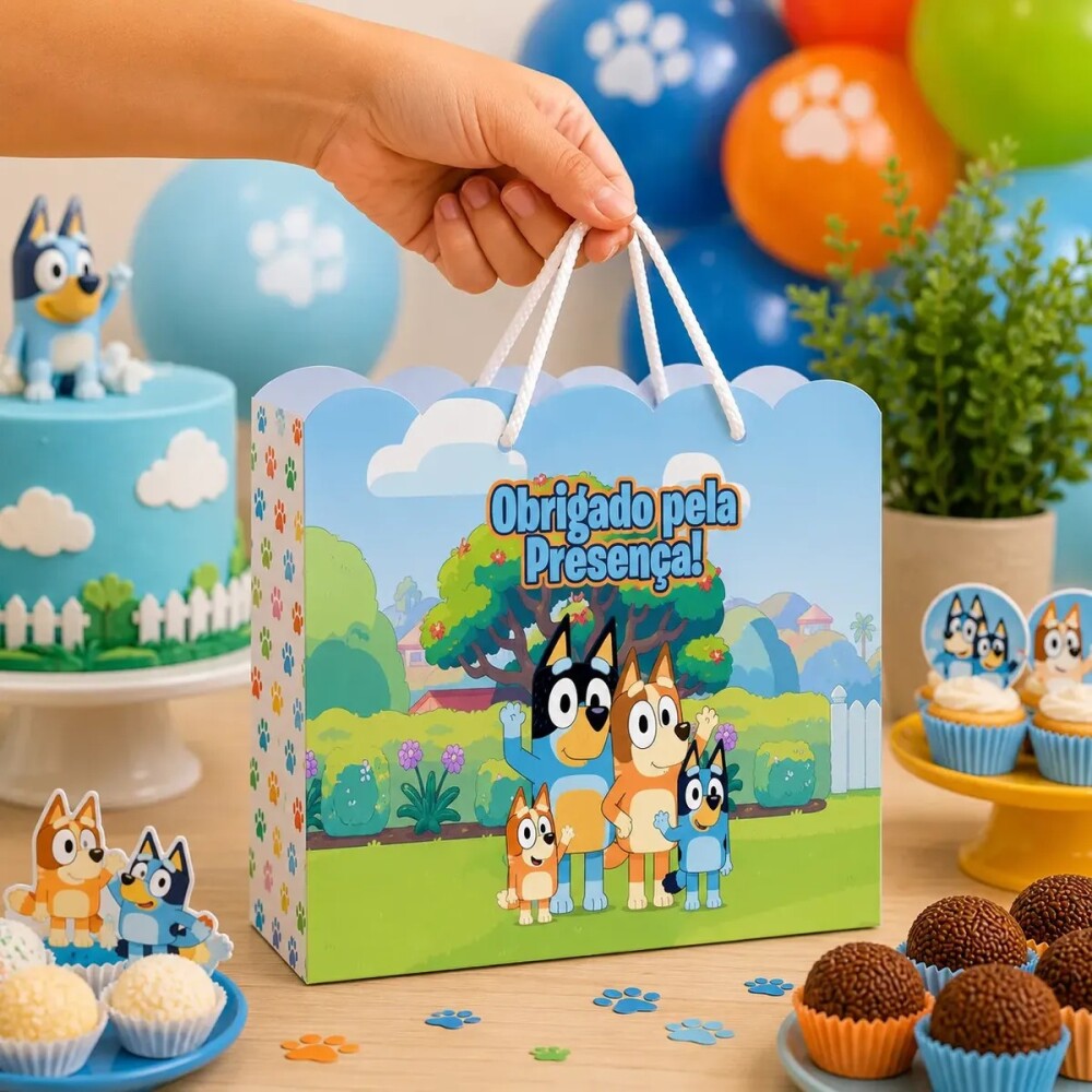 15 Sacolinhas Bingo e Bluey Azul Lembrancinha Festa