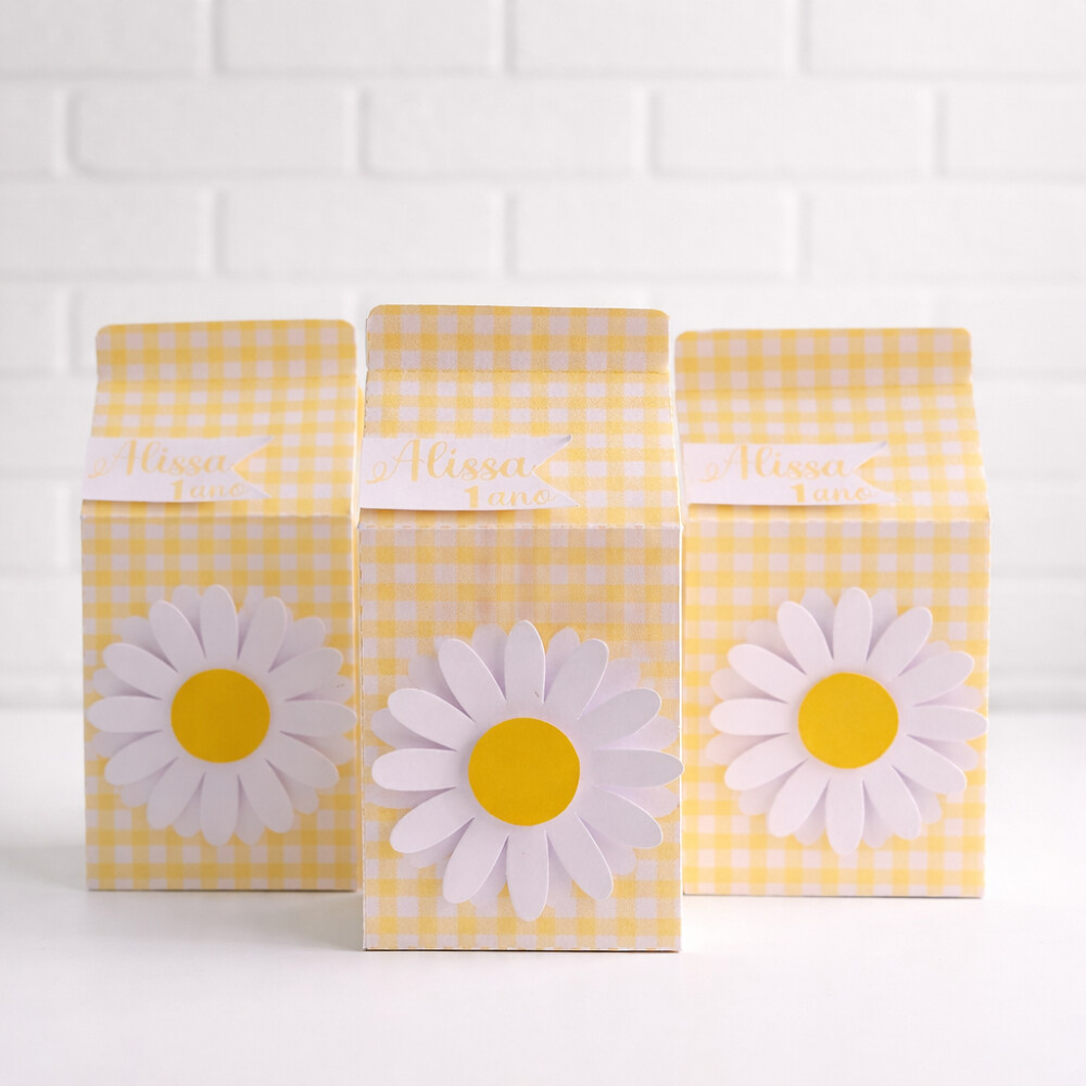 Kit 10 Caixas Milk Margarida Personalizada /Lembrancinha de Festa