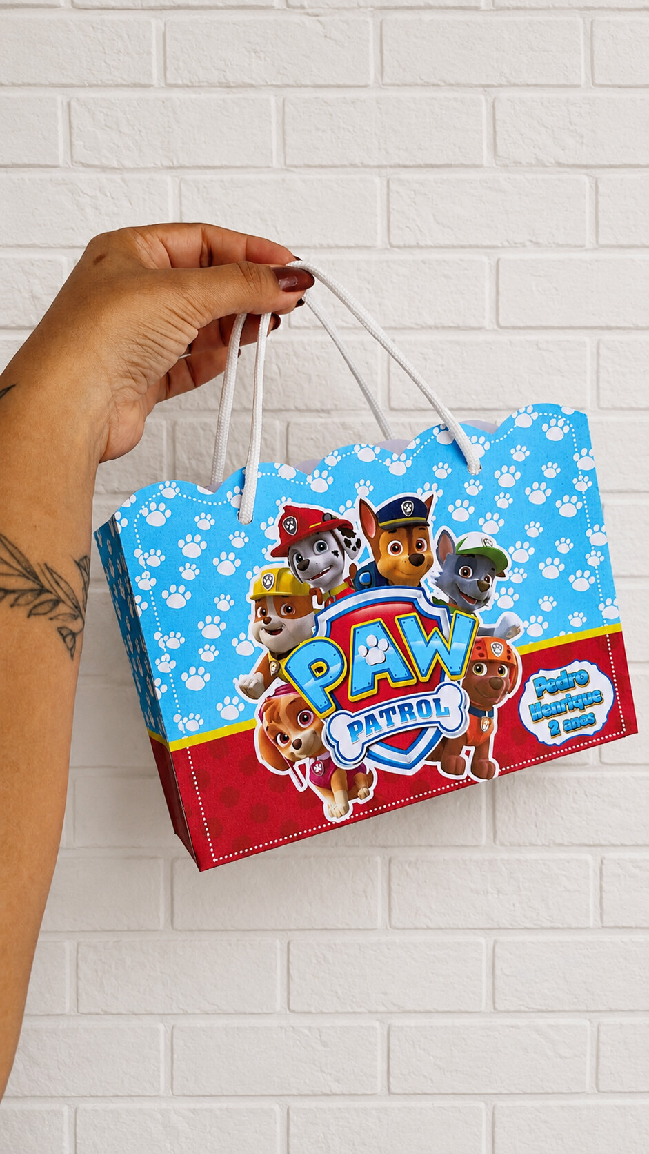 10 Sacolinha Personalizadas Patrulha Canina - Montadas com Alça