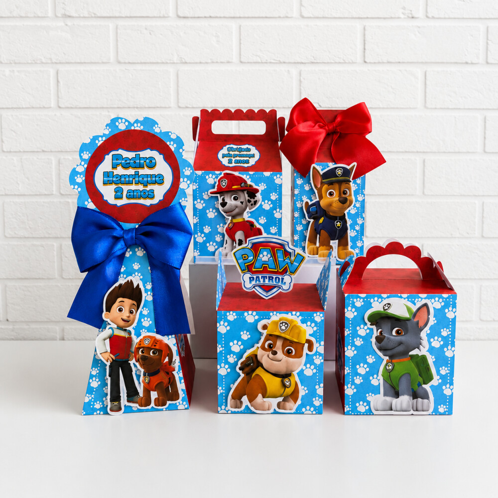 Kit 10 Caixas Personalizadas Patrulha Canina - Lembrancinha de Fe