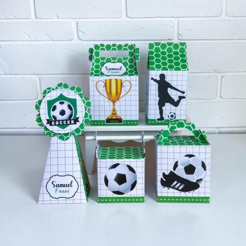 Kit 10 Caixas Personalizadas Futebol - Lembrancinha de Festa/ Aniversario - Montadas