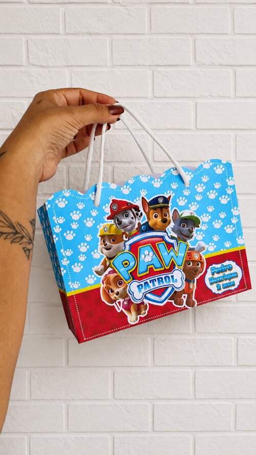 10 Sacolinha Personalizadas Patrulha Canina - Montadas com Alça