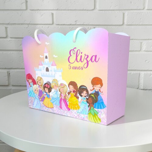 10 Sacolinha Personalizadas Princesas - Montadas com Alça