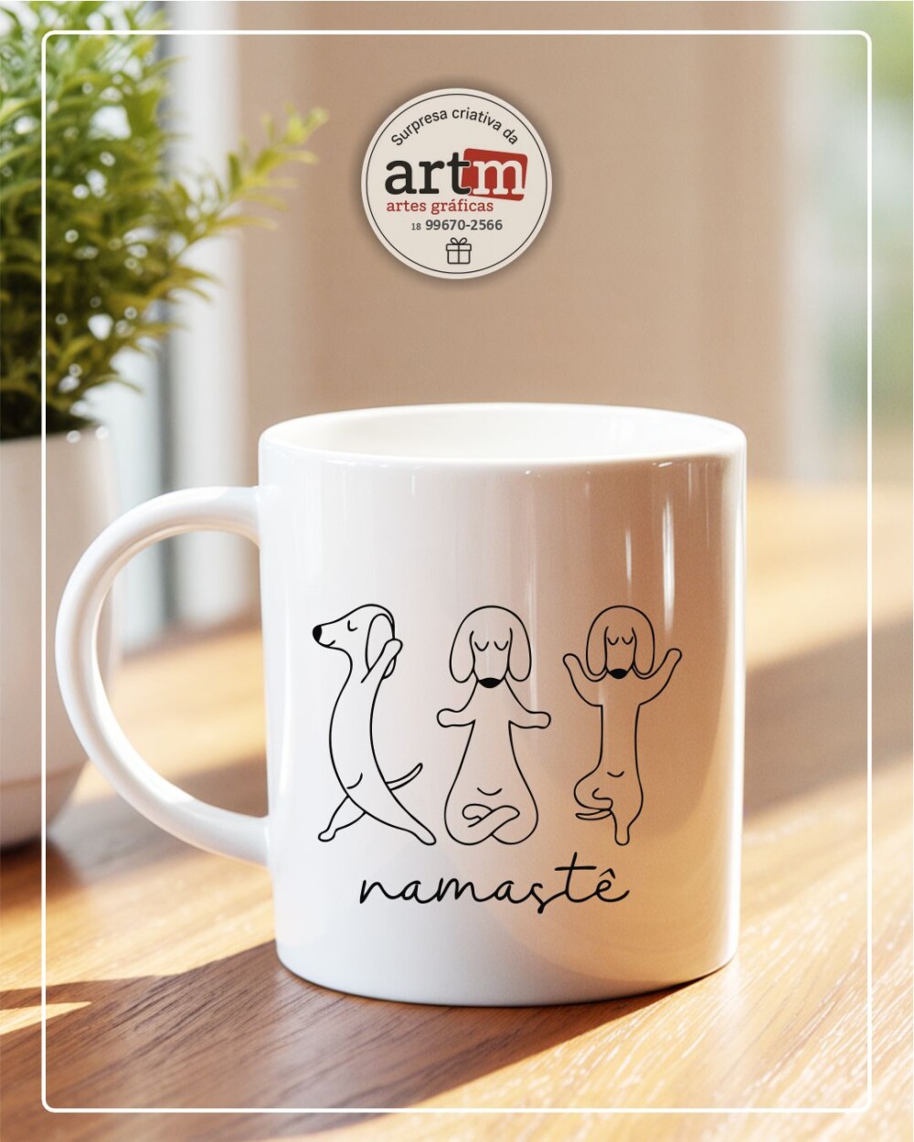 Caneca Namastê Cachorro Yoga | Presente para Amantes de Cães