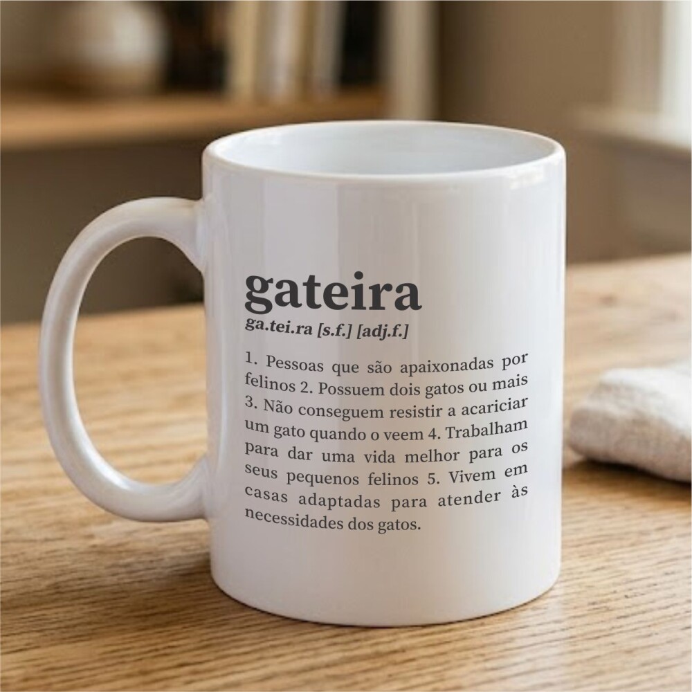 Caneca Gateira em Cerâmica 325ml | Presente para Amantes de Gato