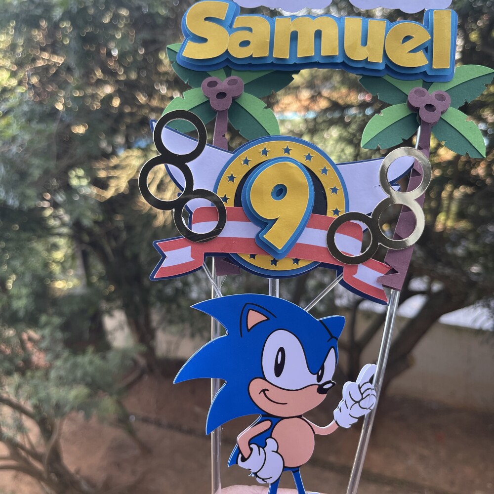 Topo de bolo Sonic 3D