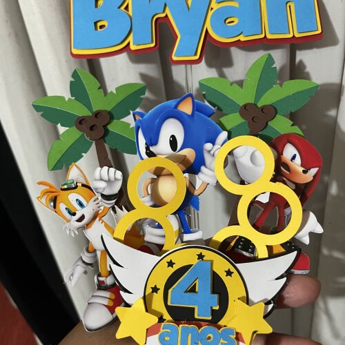 Topo de bolo Sonic 3D