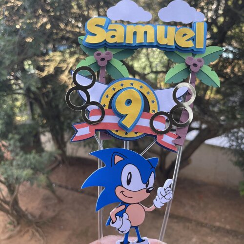 Topo de bolo Sonic 3D