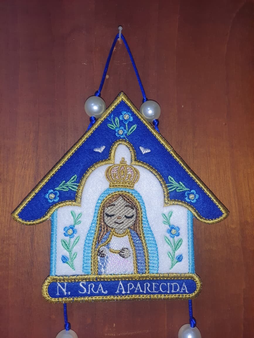 Adorno de Porta Bordado de Nossa Senhora Aparecida