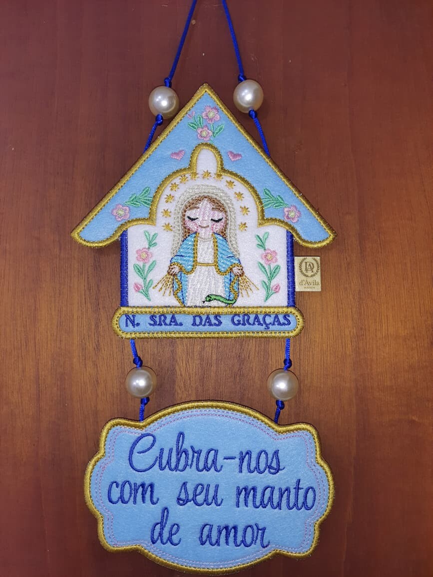 Adorno de Porta Bordado Nossa Senhora das Graças