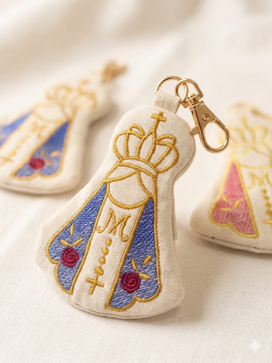 Chaveiro Porta Terço Bolsinha Nossa Senhora Bordado Mini Bolsa