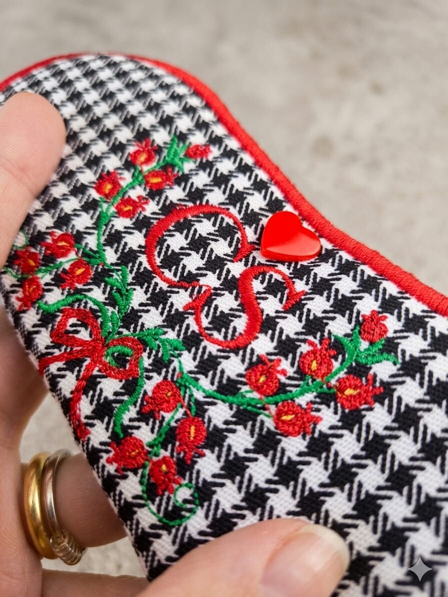 Porta Óculos Personalizado com Iniciais Bordado Estilo Slim