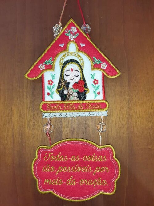 Adorno de Porta Bordado Santa Rita de Cássia