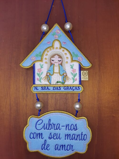 Adorno de Porta Bordado Nossa Senhora das Graças