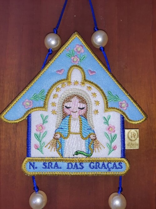 Adorno de Porta Bordado Nossa Senhora das Graças