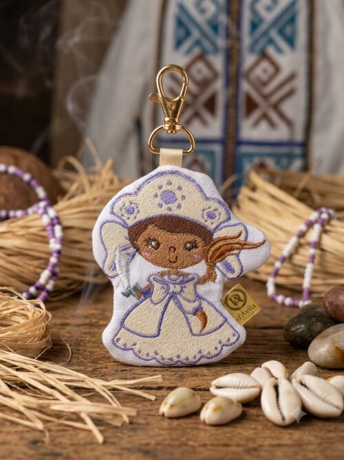 Chaveiro Porta Terço Bolsinha Iansã Bele Bordado Mini Bolsa