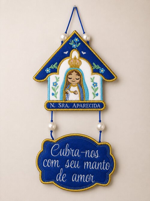 Adorno de Porta Bordado de Nossa Senhora Aparecida
