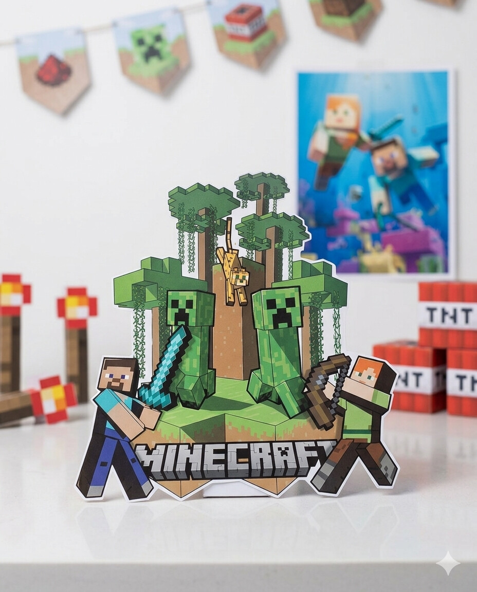 Kit Festa Só um Bolinho 27 Peças | Minecraft | Personalizado