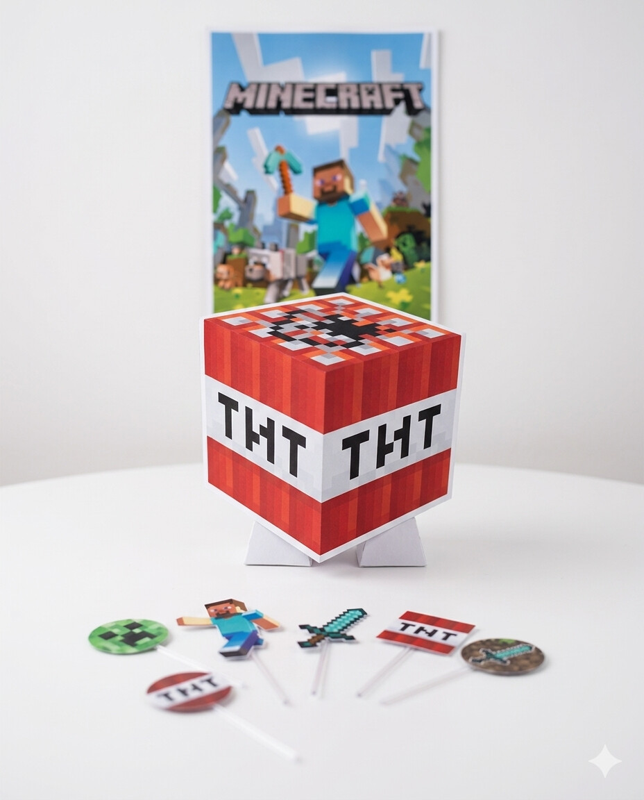 Kit Festa Só um Bolinho 27 Peças | Minecraft | Personalizado
