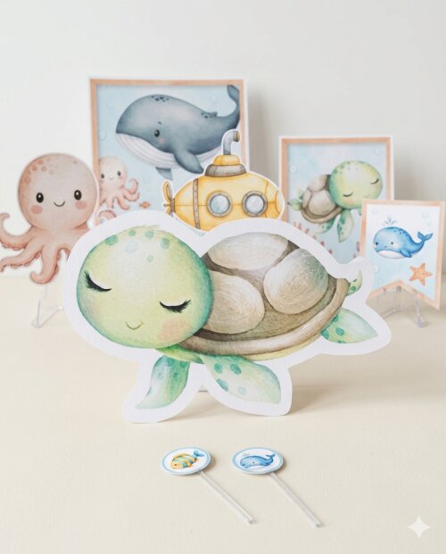 Kit Festa Só um Bolinho Fundo do Mar Menina Aquarela 27 Peças