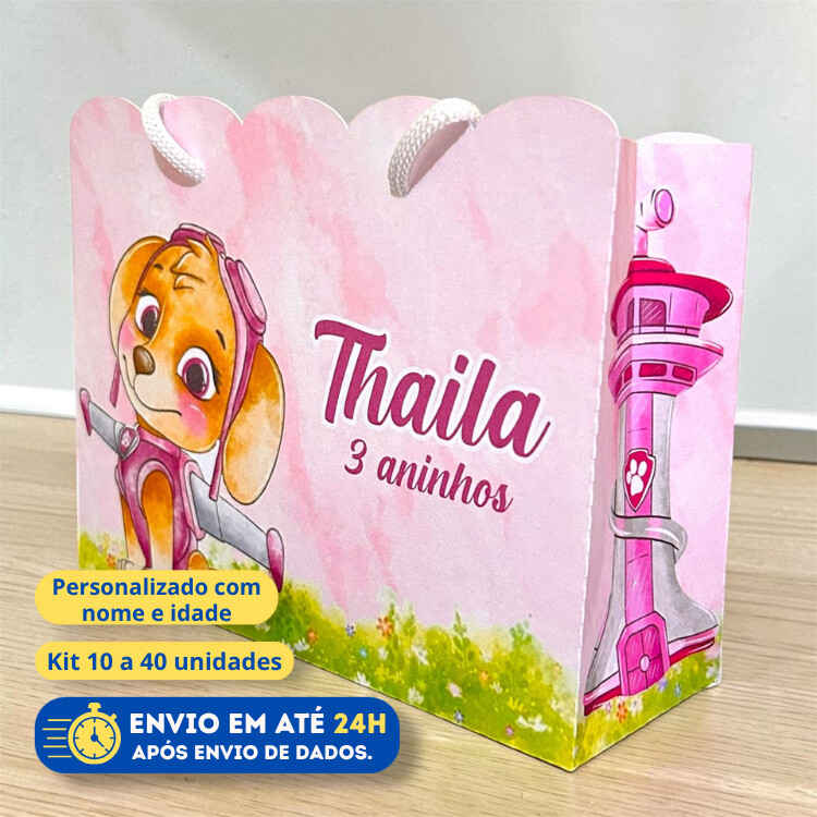 Sacolinha Personalizada Skye | Lembrancinha Infantil | Pegue e Mo