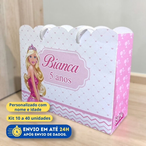 Sacolinha Personalizada Barbie | Lembrancinha Infantil | Pegue e Monte