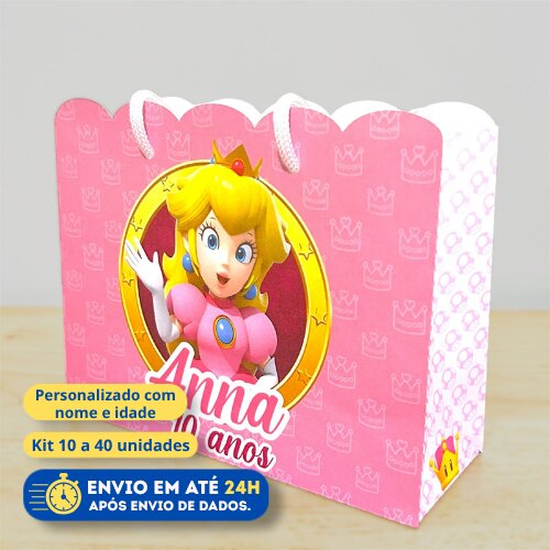 Sacolinha Personalizada Princesa Peach | Lembrancinha Infantil | Pegue e Monte